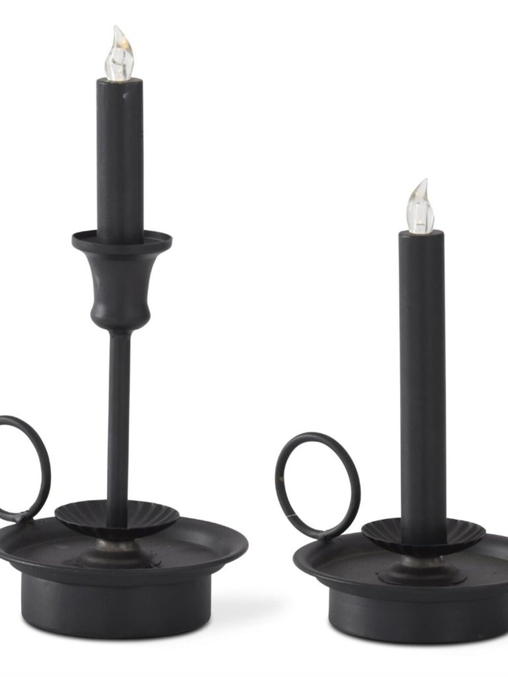 Set of 2 Black Colonial LED Candles w/Timers NEW